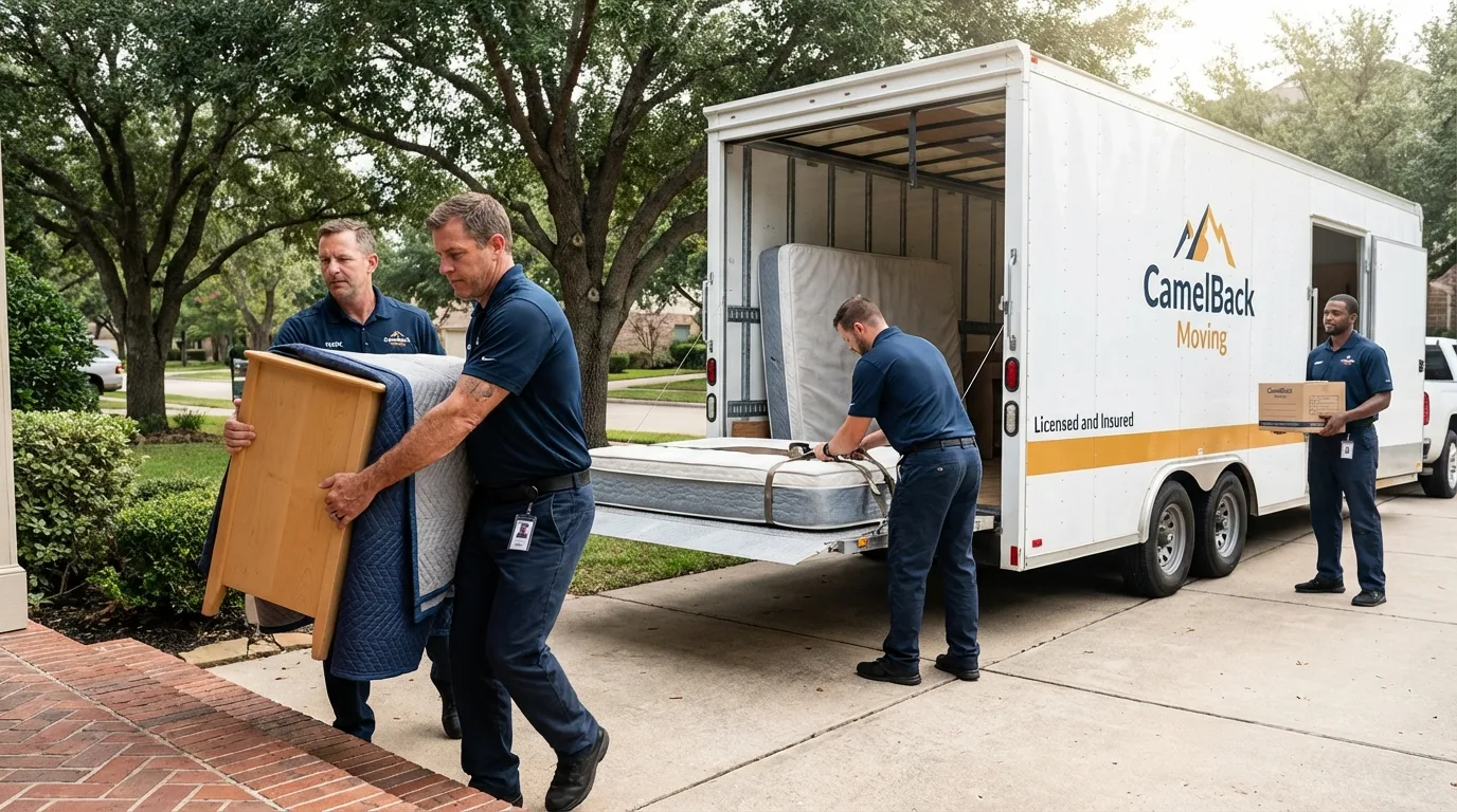Crew loading residential truck for cross-state move from Claxton, GA