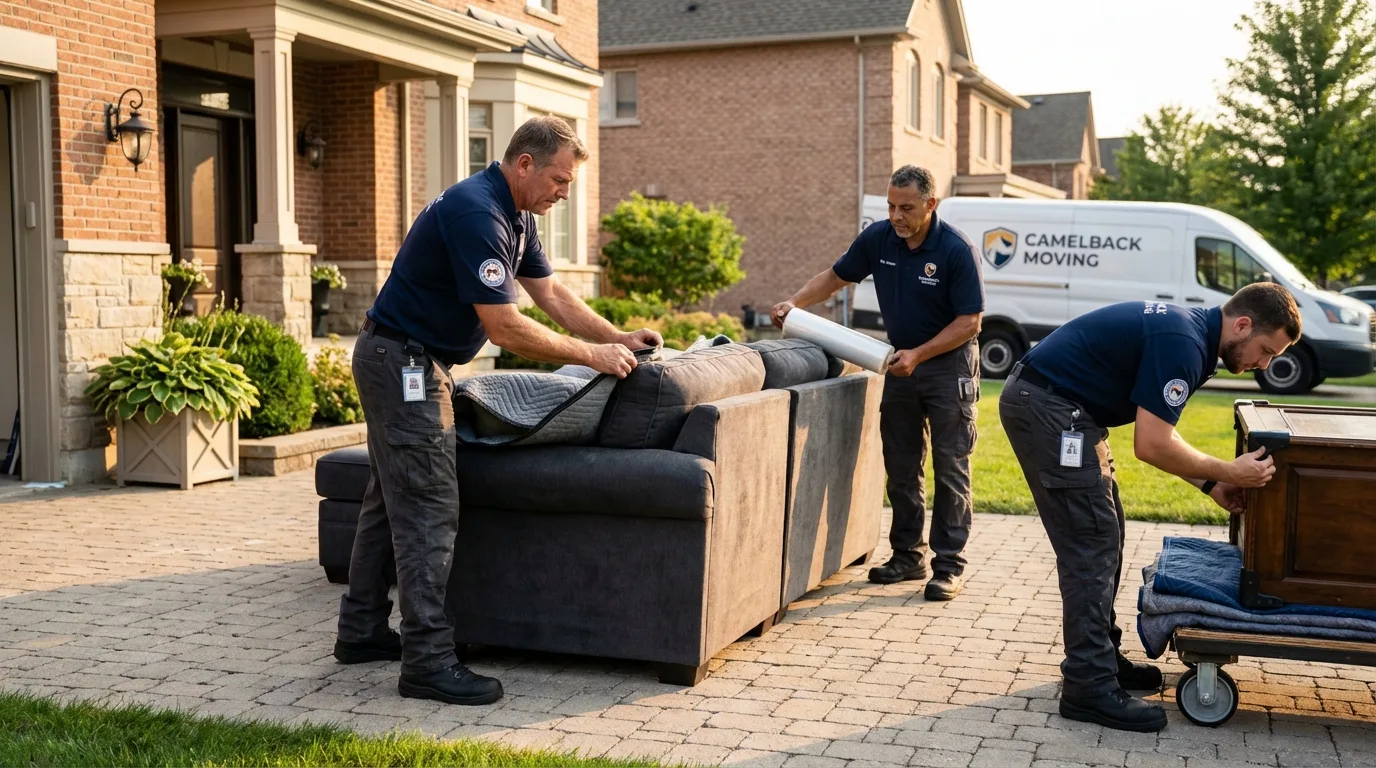 Large estate moving crew wrapping furniture in Claxton, GA