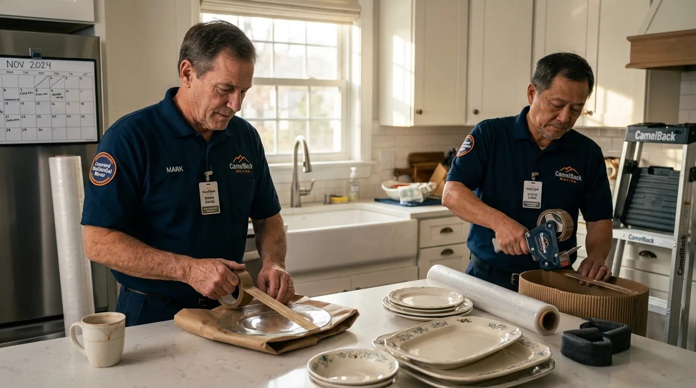 Professional crew packing kitchen dishware in Claxton, GA